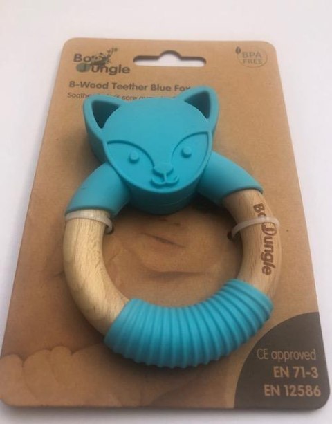B-Gryzak drewniano-silikonowy Animals Blue Fox