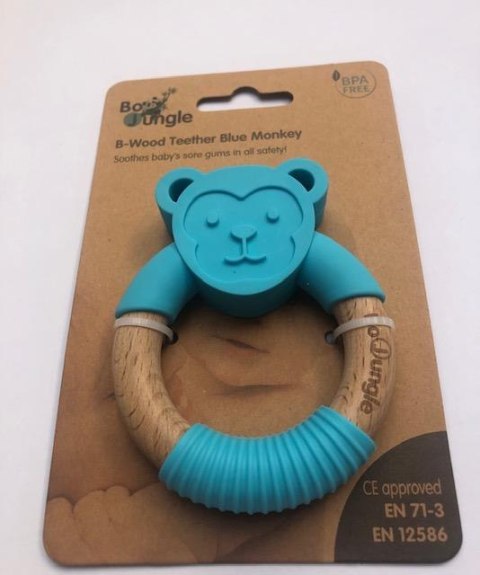 B-Gryzak drewniano-silikonowy Animals Blue Monkey