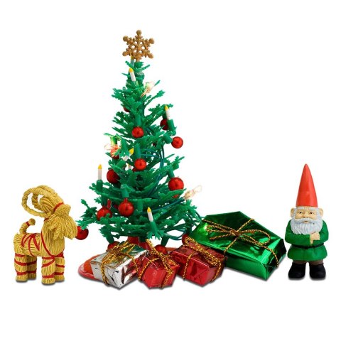 Dekoracje domku dla lalek święta zestaw, choinka, Boże Narodzenie, Lundby MICKI