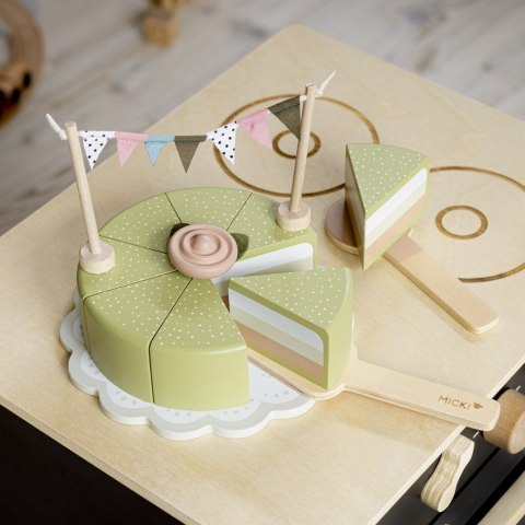 Drewniany tort, układanka, klocki dla dzieci, zabawka, gotowanie, Micki MICKI
