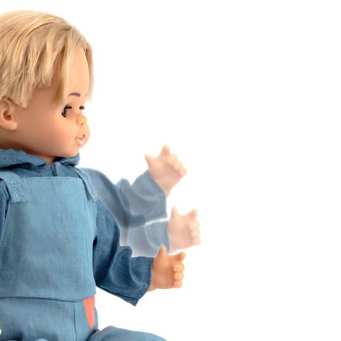 Duża lalka edukacyjna chłopiec Pim nauka języków obcych dla dzieci Skrallan MICKI