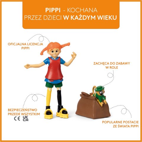Figurka Pippi Langstrumpf zestaw do zabawy małpa walizka zabawka dla dzieci MICKI