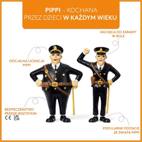 Figurki Kling i Klang zestaw, Pippi Langstrumpf, policja zabawka dla dzieci MICKI