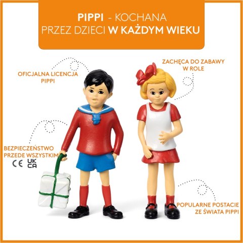 Figurki Tommy i Annika zestaw dla dzieci, Pippi Langstrumpf, zabawa lalkami MICKI