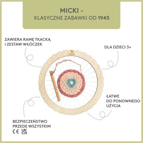 Krosno okrągłe dla dzieci 30 cm ramka do tkania, kreatywna zabawka, Micki MICKI