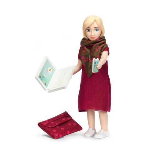 Lalka mama kobieta biznesu zestaw z akcesoriami, komputer, telefon, Lundby MICKI