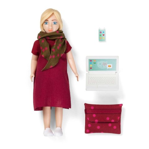 Lalka mama kobieta biznesu zestaw z akcesoriami, komputer, telefon, Lundby MICKI