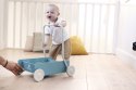 Niebieski drewniany chodzik pchacz, do nauki chodzenia, dla dzieci, Micki MICKI