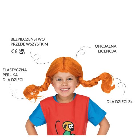 Peruka Pippi Langstrumpf kostium przebranie dla dzieci na bal przebierańców MICKI
