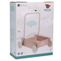 Różowy drewniany chodzik pchacz, do nauki chodzenia, dla dzieci, zabawka Micki MICKI