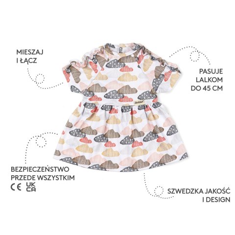 Sukienka dla lalki 45 cm, ubranka dla lalek, zabawa w przebieranie Skrallan MICKI