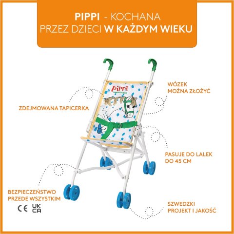 Wózek dla lalek konik Alfonso spacerówka zabawka dla dzieci lalki Pippi MICKI