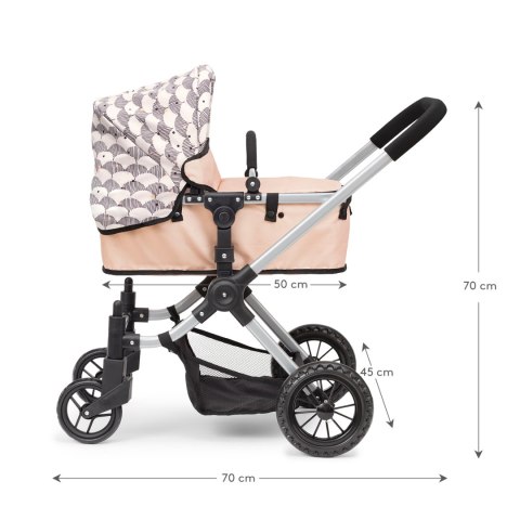 Wózek dla lalek premium 3 w 1, gondola, spacerówka i nosidełko, Skrallan MICKI
