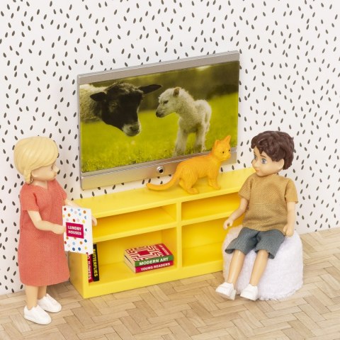 Zestaw mebli RTV z telewizorem do domku dla lalek zabawka dla dzieci Lundby MICKI