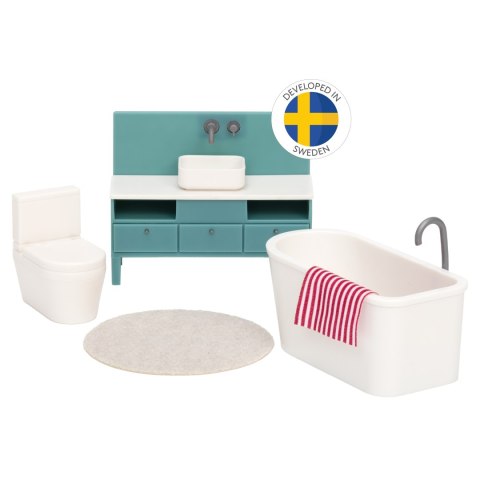 Zestaw mebli do łazienki do domku dla lalek basic, meble łazienkowe, Lundby MICKI