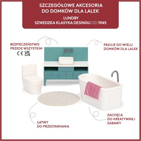 Zestaw mebli do łazienki do domku dla lalek basic, meble łazienkowe, Lundby MICKI