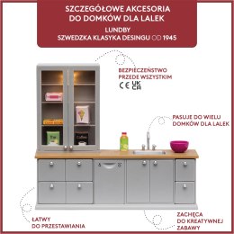 Zestaw mebli kuchennych do domku dla lalek, kredens, kuchnia zabawka Lundby MICKI