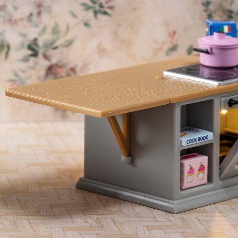 Zestaw mebli kuchennych do domku dla lalek, lodówka, kuchnia zabawka Lundby MICKI