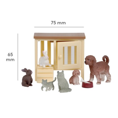 Zwierzątka domowe do domku dla lalek figurki pies kot królik zabawka Lundby MICKI