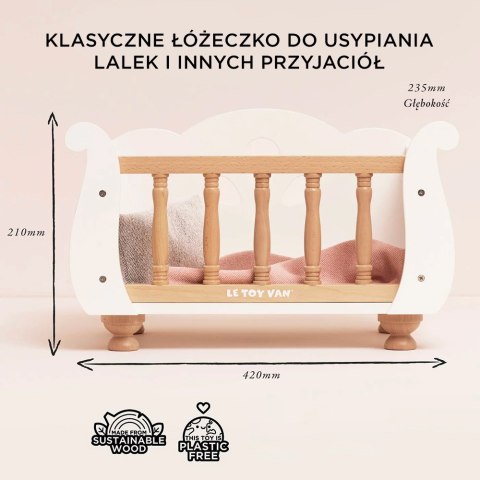 Drewniane łóżeczko dla lalek, zabawka dla dzieci, zabawa lalkami Le Toy Van Le Toy Van