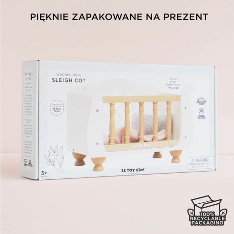 Drewniane łóżeczko dla lalek, zabawka dla dzieci, zabawa lalkami Le Toy Van Le Toy Van