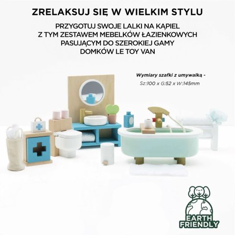 Drewniane mebelki do domku dla lalek łazienka Daisylane, zestaw Le Toy Van Le Toy Van