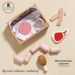 Drewniane mięso w skrzynce, zabawka dla dzieci, stragan sklep Le Toy Van Le Toy Van