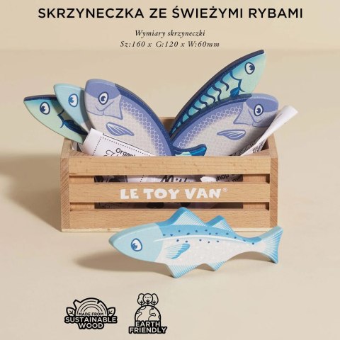 Drewniane ryby w skrzynce, zabawka dla dzieci, stragan, sklep Le Toy Van Le Toy Van