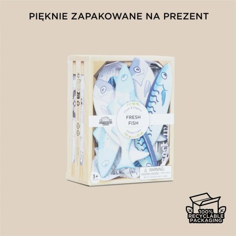 Drewniane ryby w skrzynce, zabawka dla dzieci, stragan, sklep Le Toy Van Le Toy Van