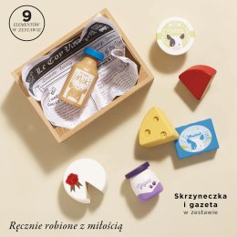 Drewniany nabiał w skrzynce, zabawka dla dzieci, stragan, sklep Le Toy Van Le Toy Van