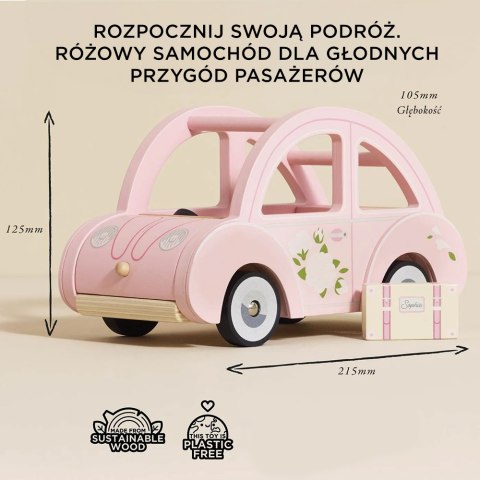 Drewniany różowy samochód retro Sophie, zabawka dla dzieci, auto Le Toy Van Le Toy Van