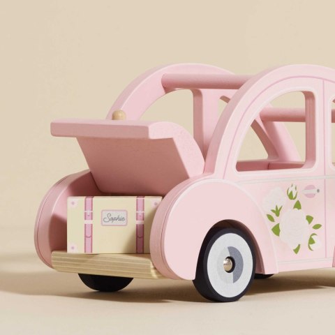Drewniany różowy samochód retro Sophie, zabawka dla dzieci, auto Le Toy Van Le Toy Van