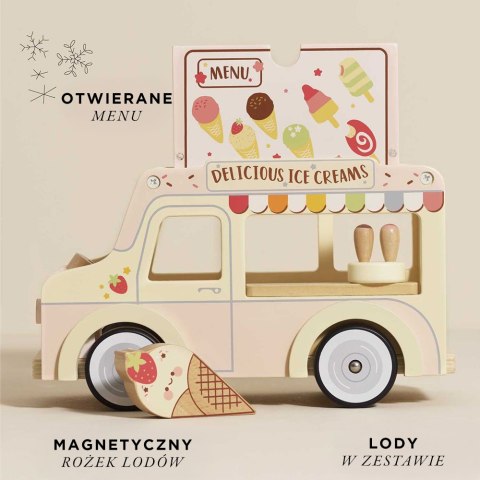 Drewniany samochód retro lodziarnia Dolly, zabawka dla dzieci, Le Toy Van Le Toy Van