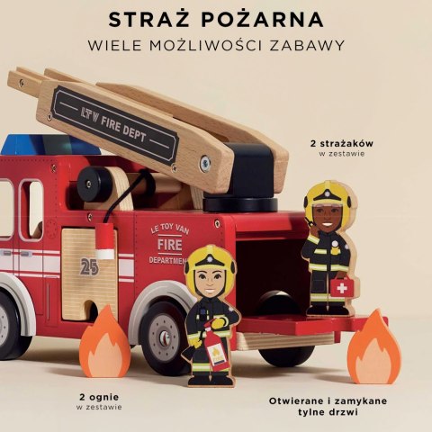 Drewniany wóz strażacki zestaw z figurkami straż pożarna zabawka Le Toy Van Le Toy Van