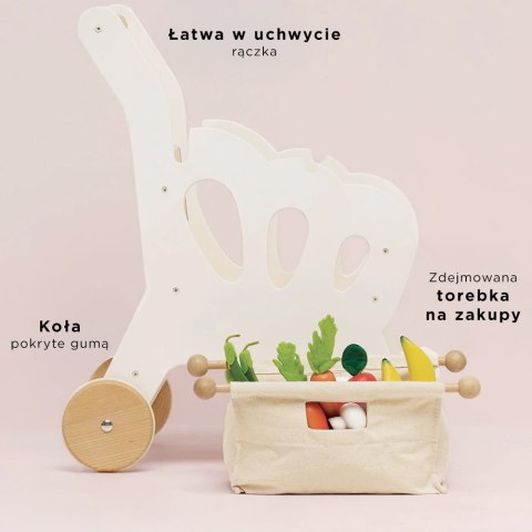 Drewniany wózek na zakupy, zabawka dla dzieci, zabawa w sklep, Le Toy Van Le Toy Van
