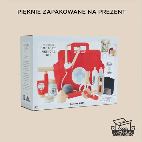 Drewniany zestaw lekarza, zabawka dla dzieci, odgrywanie ról, Le Toy Van Le Toy Van