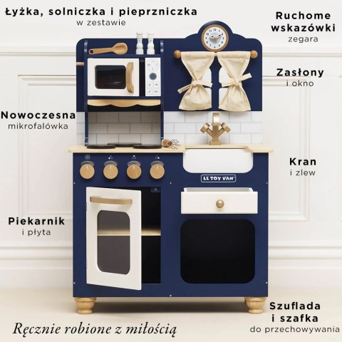 Duża drewniana kuchnia dla dzieci Oxford, zabawkowa kuchenka, Le Toy Van Le Toy Van