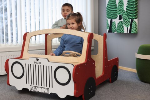 Drewniana ciężarówka z platformą czerwona meble dla dzieci zabawka Micki MICKI