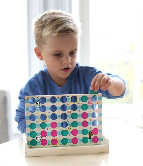 Drewniana gra edukacyjna 4 Cztery W Rzędzie, zabawka dla dzieci, gry, Bluey MICKI
