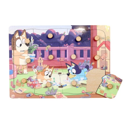 Drewniana układanka puzzle z uchwytami 12 elem. Bluey zabawka dla dzieci MICKI