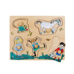 Drewniana układanka puzzle z uchwytami Pippi Langstrumpf, sorter kształtów MICKI