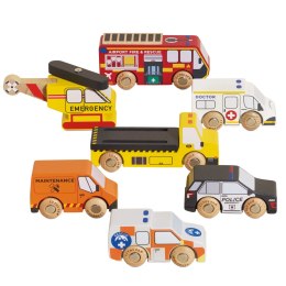Drewniane służby ratunkowe zestaw, samochody zabawka dla dzieci, Le Toy Van Le Toy Van