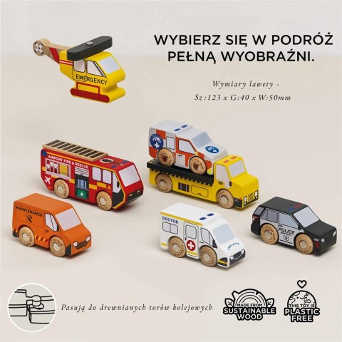 Drewniane służby ratunkowe zestaw, samochody zabawka dla dzieci, Le Toy Van Le Toy Van