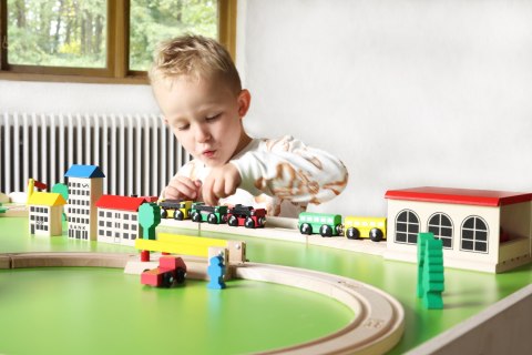 Drewniany stół aktywności meble dla dzieci zabawka stolik wyposażenie Micki MICKI