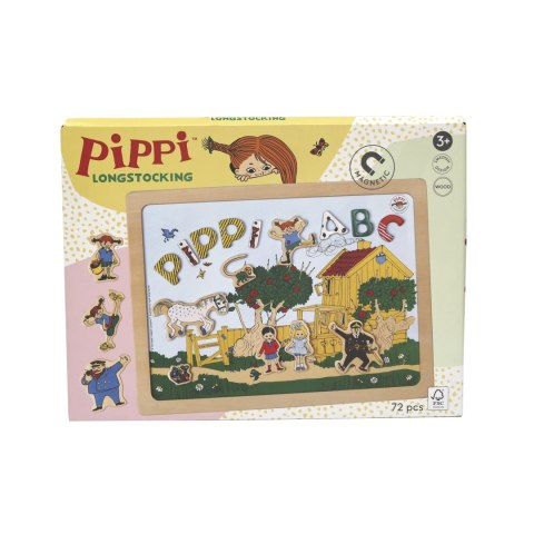 Dwustronna magnetyczna tablica literki i obrazki, edukacyjna zabawka, Pippi MICKI