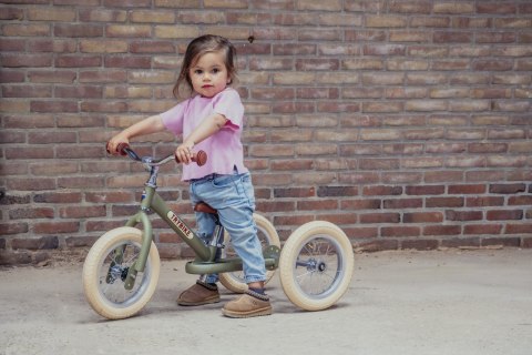 Pierwszy rowerek trójkołowy dziecięcy biegowy 2w1 zielony matowy Trybike CoandCo