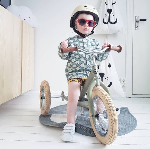 Pierwszy rowerek trójkołowy dziecięcy biegowy 2w1 zielony matowy Trybike CoandCo