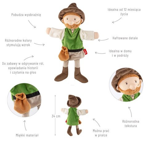 Pluszowa pacynka Rabuś 34cm maskotka teatrzyk lalka zabawka dzieci sigikid Sigikid