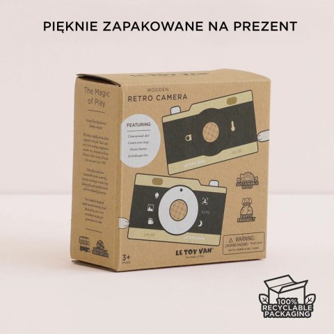 Drewniany aparat fotograficzny retro z kalejdoskopem, zabawka, Le Toy Van Le Toy Van