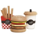 Drewniany zestaw 3w1 hamburger frytki napój, zabawka dla dzieci, Le Toy Van Le Toy Van